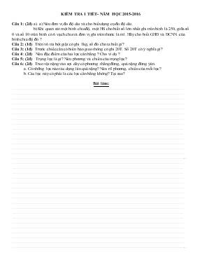 Kiểm tra 1 tiết - Năm học 2015-2016 Môn vật lí 6